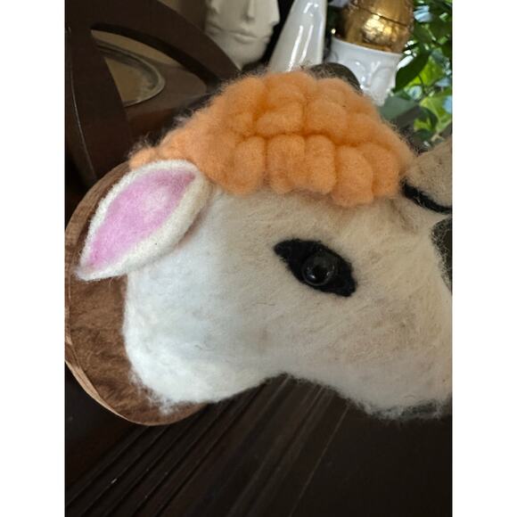 Vintage Unicorn felt Head Wall Mount Decor karma living whimsical nursery art - Picture 8 of 13